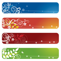 Four floral banners or bookmarks