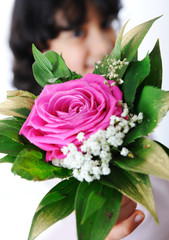 little girl give you a flower