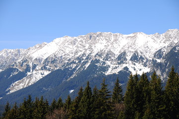 Snowy mountain ridge