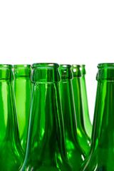 Necks of glass beer bottles