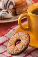 Biscuit with cup of tea with decoration