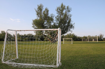 Fototapeta premium Goal in an outdoor soccer door in a playing area