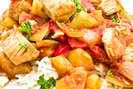 H&auml;hnchen s&uuml;ss sauer mit Reis