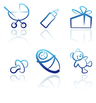 Seamless children's blue icons