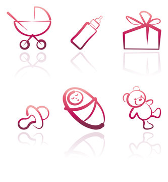 Seamless children's pink icons