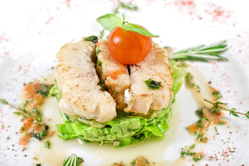 roasted filet pikeperch closeup