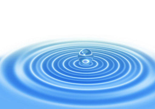 abstract water drop on blue water surface