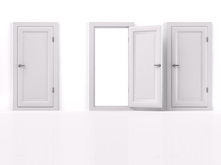 3-rd granting of three doors with one open door