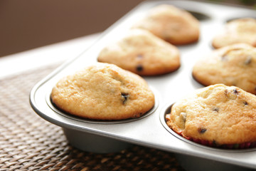 Muffins in a pan