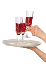 glasses with red wine