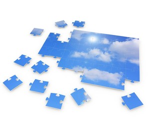 Fototapeta premium puzzle with blue sky