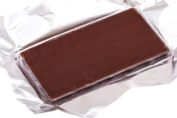 Open packing with chocolate isolated