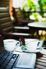 Notebook and coffee