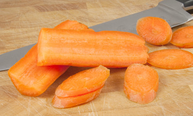 carrots and carving knife