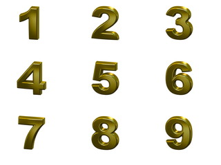 Golden 3D numbers