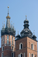 The tower of Mariacki Church in Cracow, Poland
