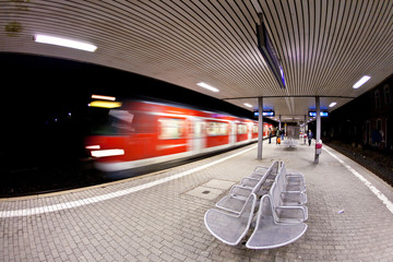 empty station early morning in the dark
