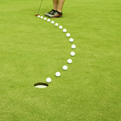 Golfing. Ball trajectory.
