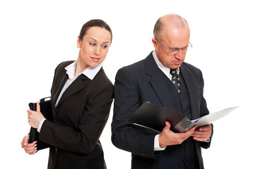 young businesswoman looking at documents