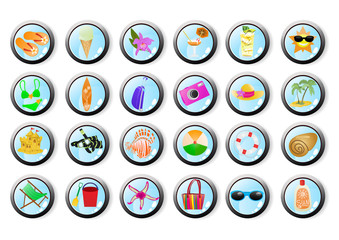 Set of vacation web icons, vector illustration