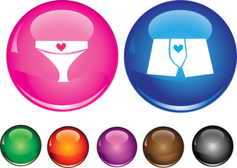 Vector icons with sign of panties, empty button included