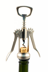 Screw corkscrew with a wooden stopper