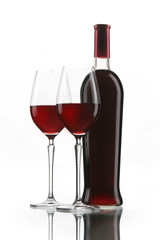 red wine elegant bottle and glasses