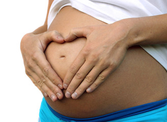 Pregnant woman with tan belly