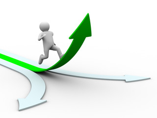 Movement direction to success. Isolated 3D image