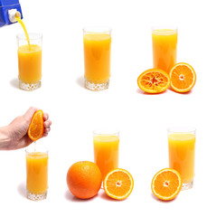 orange and juice in glass
