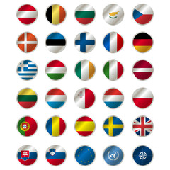 All Flags of The Member states of the EU , EU flag. UN and N.A.T