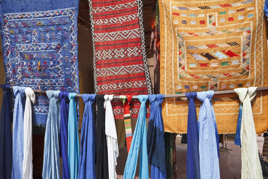 Pieces of fabric in Morocco.