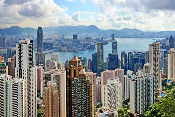 Fototapete Hong Kong China, Hong Kong Stadtbild vom Peak