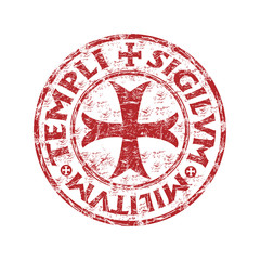 Red grunge rubber templar stamp