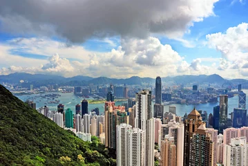 Fotobehang Hong-Kong China, Hong Kong stadsgezicht vanaf de Peak