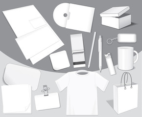 Blank clip-art: paper,card,package,cd,cup,pens,layout,t-shirt