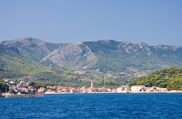 Fototapeta premium View from the sea at the resort Jelsa, Croatia