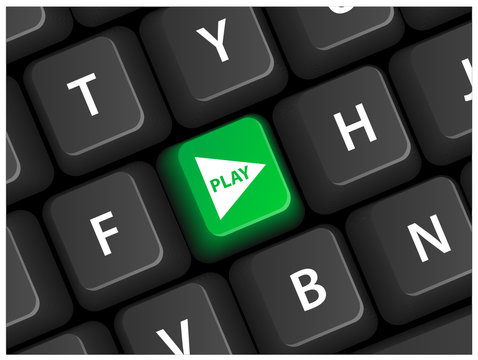 PLAY Key on Keyboard (Video Player View Clip Sign Go Ok Button)