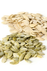 Pumpkin seeds. White background