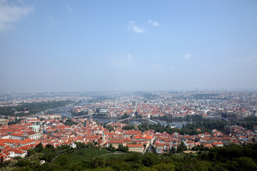 Fototapeta na wymiar Prague City View from the lookout tower Petrin