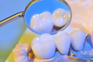 Macro shot of dramatically lightened dentist's equipments