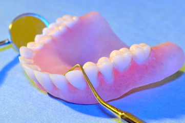 Macro shot of dramatically lightened dentist's equipments