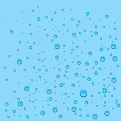 Fototapeta na wymiar blue background with realistic water drops