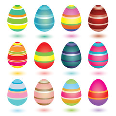 A Dozen Striped Easter Eggs
