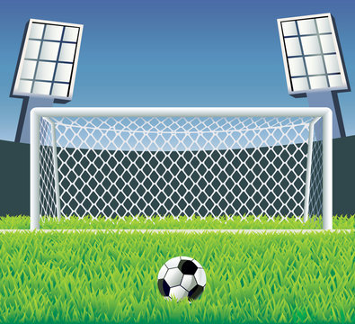 Soccer detailed goal and field. Vector illustration.