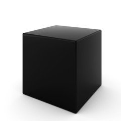 3d render of black cube on white