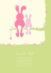 Card 2 Bunnies on a tree