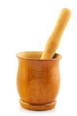 Wooden mortar and pestle