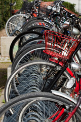 Fototapeta na wymiar lots of bicycles on a bicycle rack