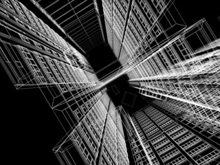 Abstract architectural 3D construction.